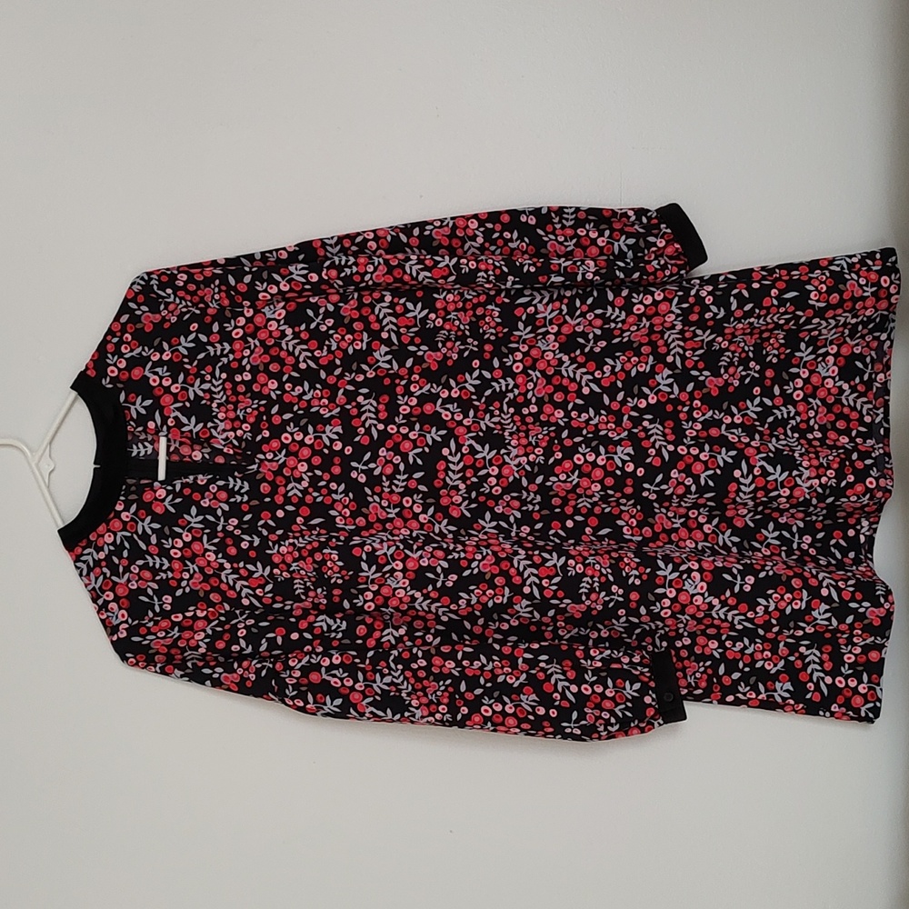Berry Leaf Print Shift Dress